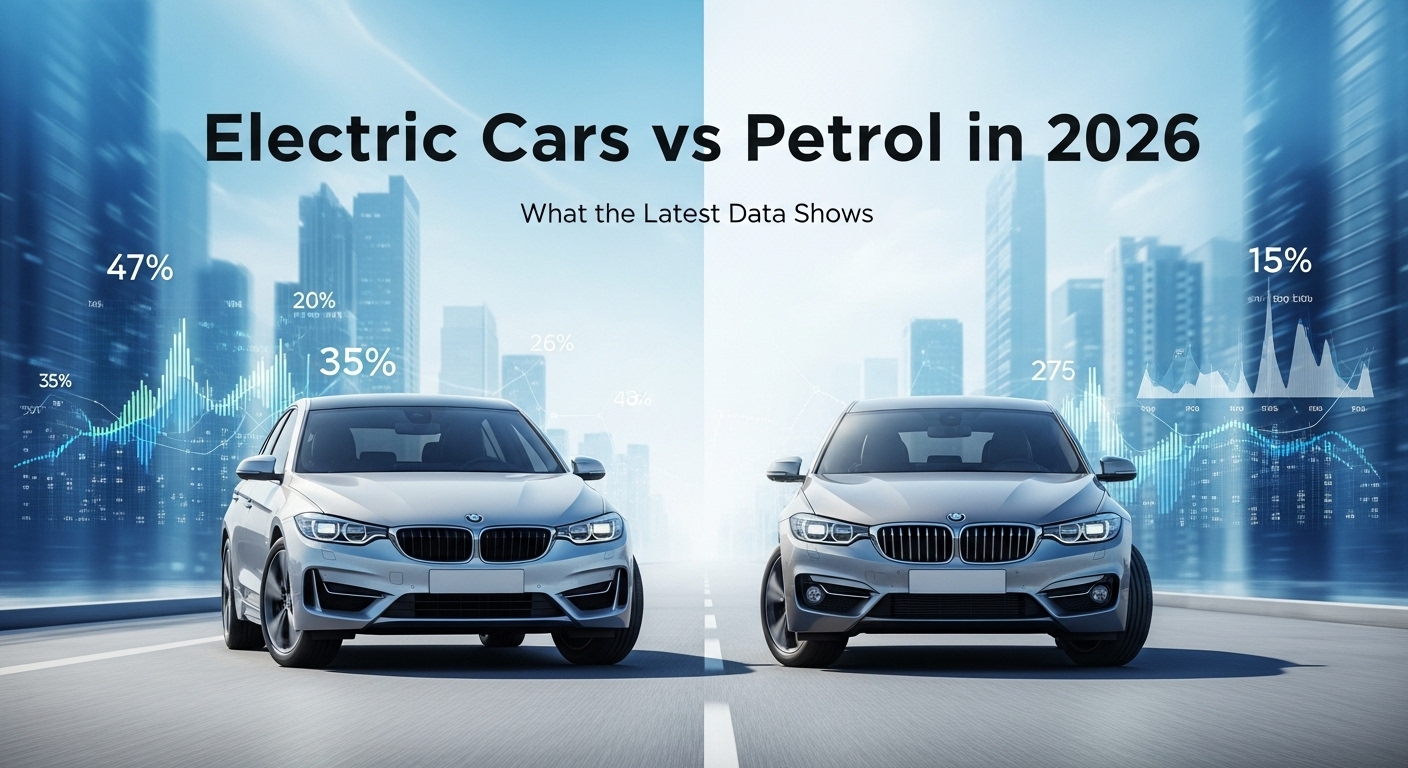 Electric cars vs petrol cars comparison in 2026 showing cost, performance, and emissions