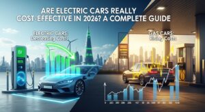 Electric car charging at home showing low electricity cost in 2026