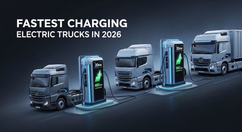 Fastest charging electric truck 2026 at ultra-fast DC charging station with 800V architecture
