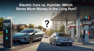 Electric cars vs hybrid cars comparison showing design, charging, and fuel efficiency differences