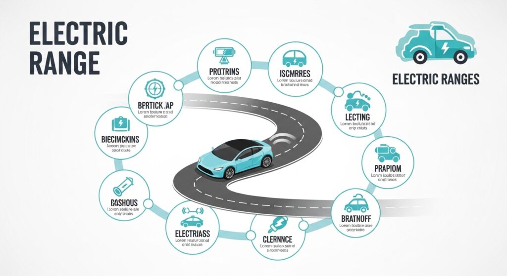 Electric car battery pack diagram showing how range is calculated in simple terms
