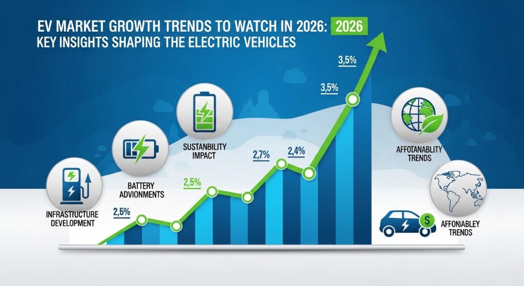 Electric vehicles market growth trends in 2026 with rising EV adoption and futuristic cars