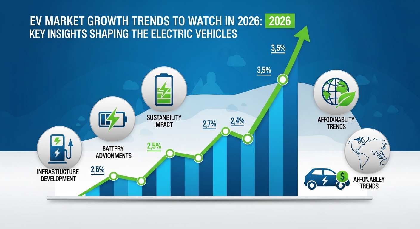 Electric vehicles market growth trends in 2026 with rising EV adoption and futuristic cars