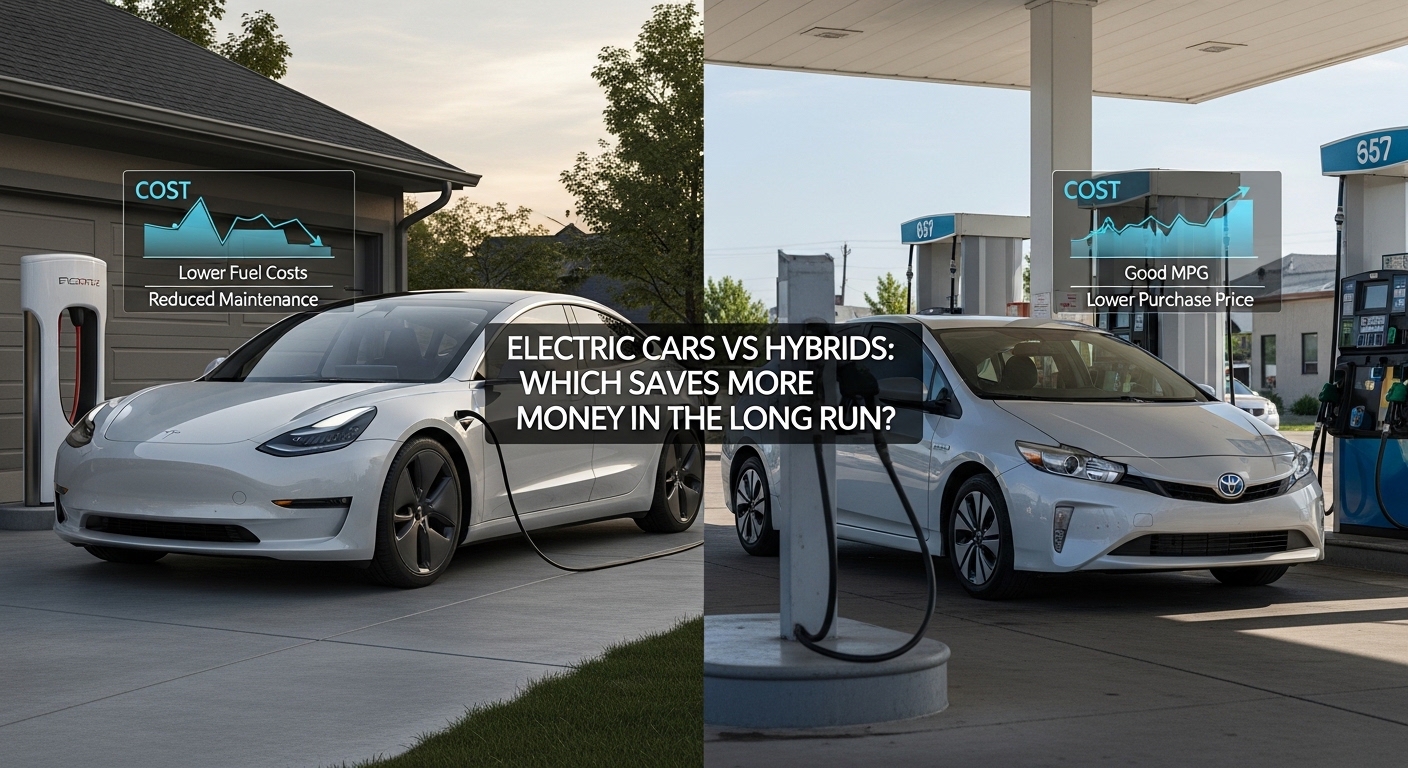 Electric cars vs hybrid cars comparison showing design, charging, and fuel efficiency differences