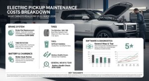 Electric pickup truck maintenance cost breakdown in professional service garage