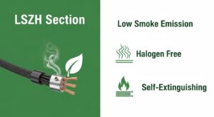 Comparing wire insulation grades PVC vs XLPE vs LSZH showing heat resistance, fire safety, and electrical performance differences