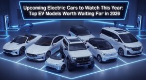 Upcoming 2026 electric sedan with futuristic design and long-range battery performance
