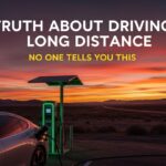 The truth about driving an electric vehicle long distance showing EV charging at highway station during road trip